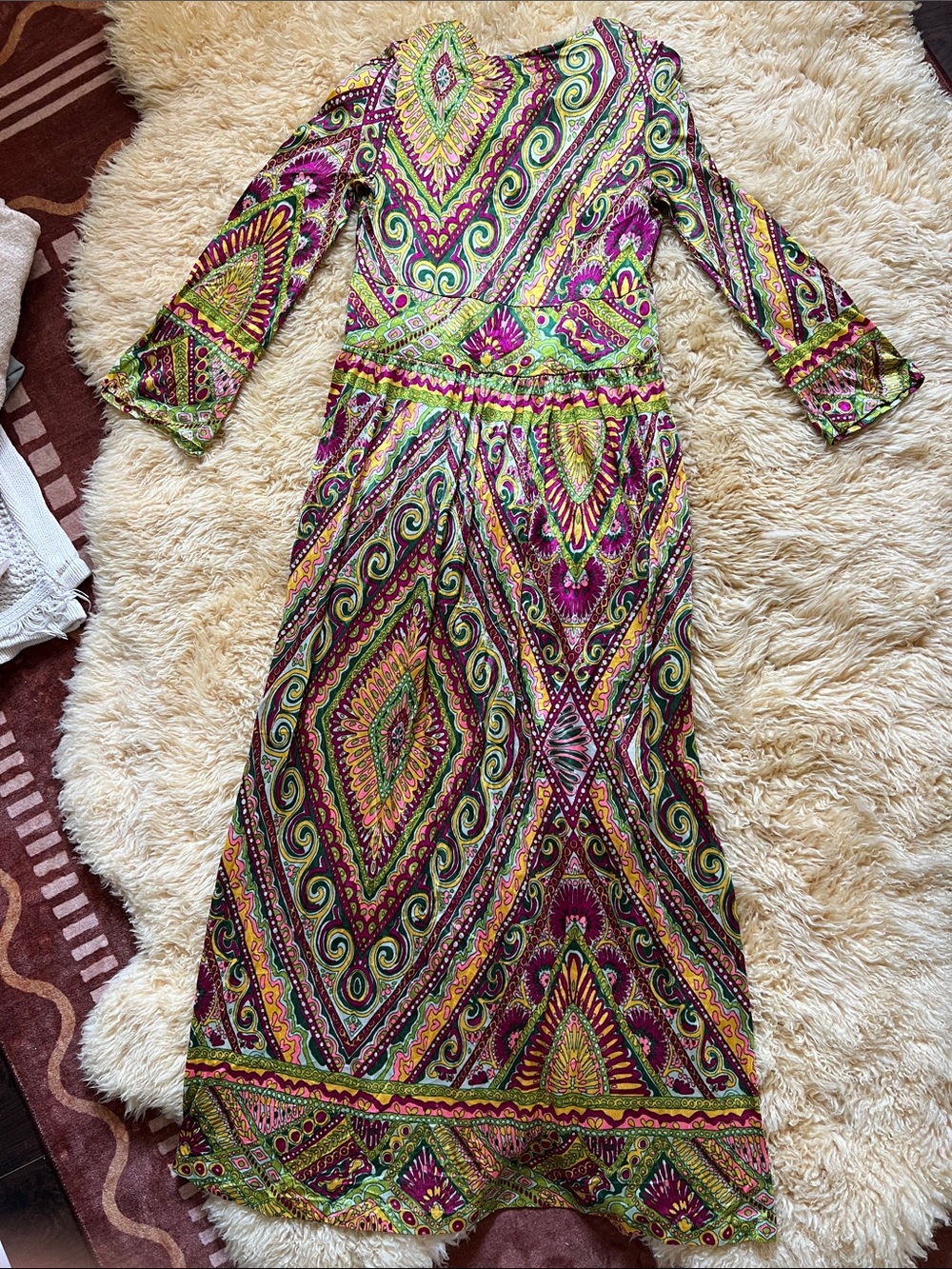 Vintage 70s Boho Hippie Maxi Dess
